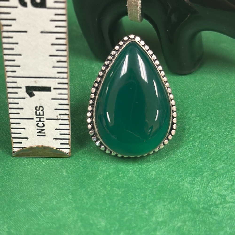Green Chalcedony Silver Ring - image 7